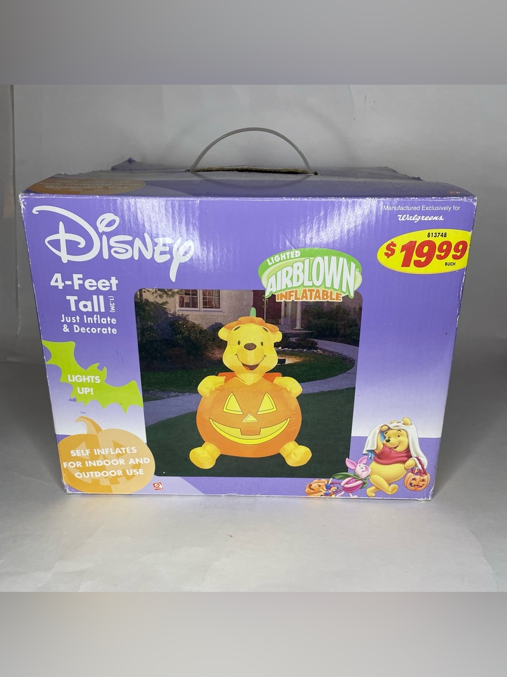 RARE Winnie Pooh Halloween Pumpkin Garden Inflatable Gemmy 4" VTG (No Hooks)